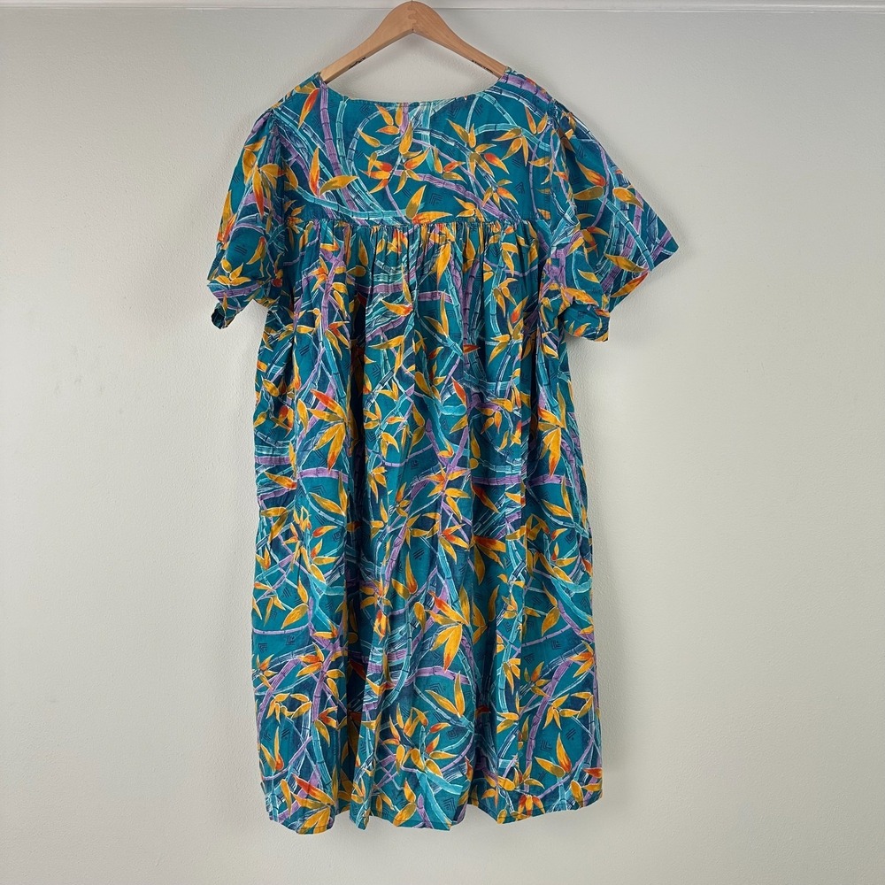 Vintage WINLAR Floral Kaftan Dress 3X Bird of paradise resort colorful MuuMuu - Picture 7 of 15